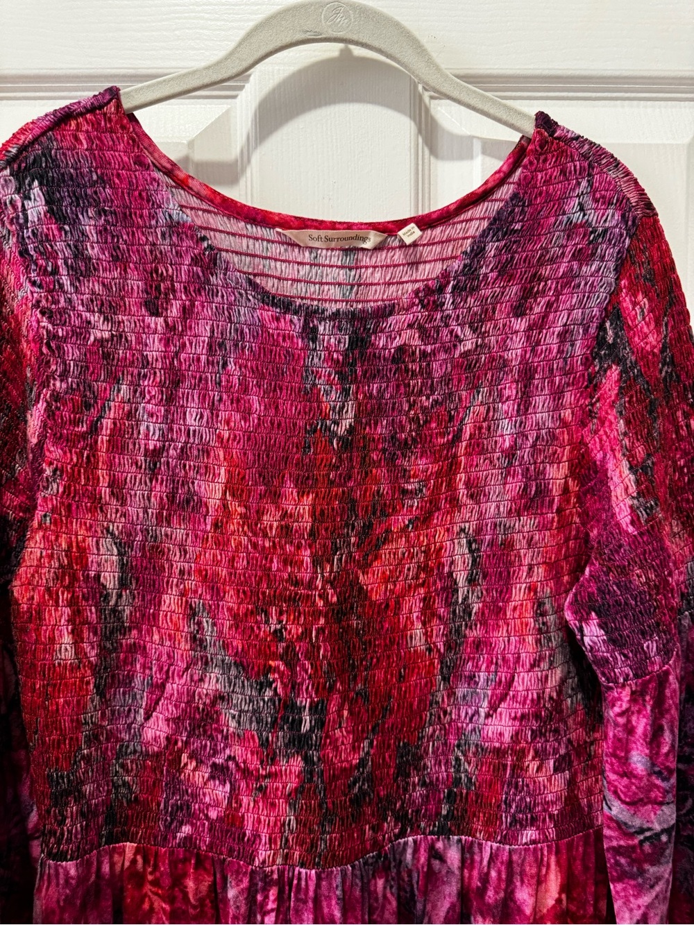 Soft Surrounding Beunissima Colorful Floral Smocked Long Sleeves Maxi Dress M - Picture 5 of 9